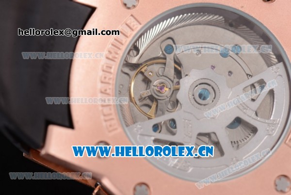 Richard Mille RM60-01 Asia Automatic Rose Gold Case with Skeleton Dial Black Rubber Strap and Stick/Arabic Numeral Markers - Click Image to Close